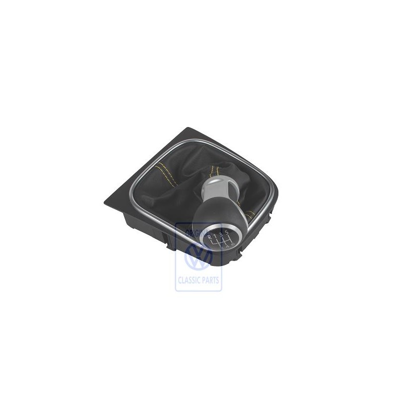 Genuine VW Gearstick Knob Alu w Gearstick Trim Leather Black - 1K0711113CLYTS