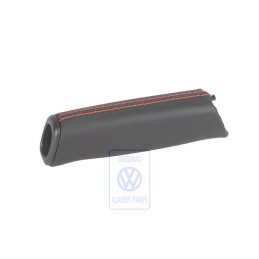 Genuine VW Handbrake Lever Grip Leather Black/Red - 7D0711327A PEP