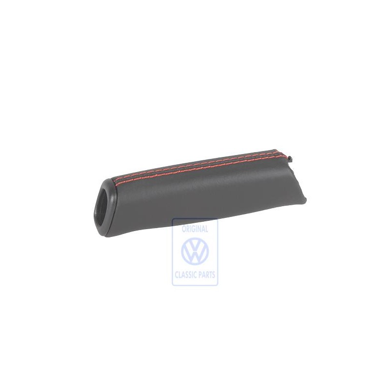 Genuine VW Handbrake Lever Grip Leather Black/Red - 7D0711327A PEP