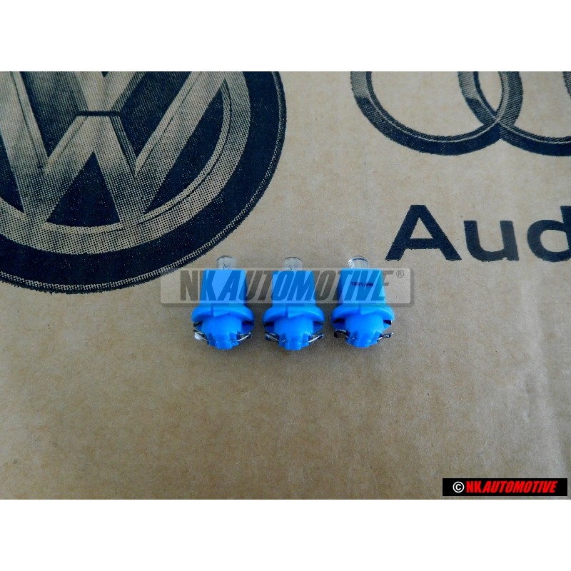 3x Genuine VW Bulb With Blue Socket - 357919243B