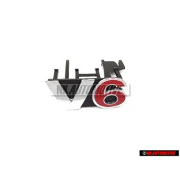 Genuine VW V6 Front Grill Badge Emblem Chrome Red - 1J6853679E GQF