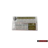 Genuine VW Data Plate For Tyre Pressure - 3C0010497T