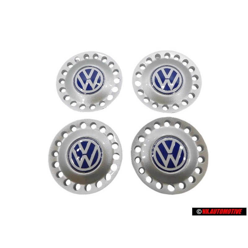4x Genuine VW Center Hub Sliver Blue Cap - 1C0601149D GTT