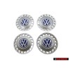 4x Genuine VW Center Hub Sliver Blue Cap - 1C0601149D GTT