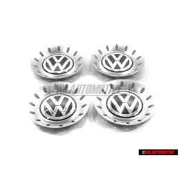 4x Genuine VW Hup Cap Brilliant Chrome/Dolomite Grey - 1C0601149B GRB