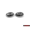2x Genuine Audi Front Fender Side Badge Emblem Black Chrome - 8D0853621B 2ZZ