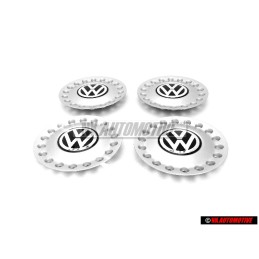 4x Genuine VW Hub Cap Brilliant Chrome/Dolomite Grey - 1C0601149A GRB