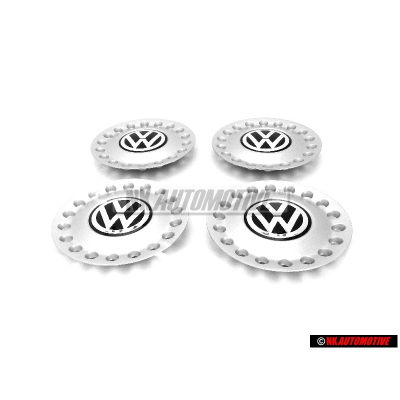 4x Genuine VW Hub Cap Brilliant Chrome/Dolomite Grey - 1C0601149A GRB
