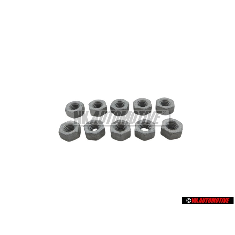10x Genuine VW Hexagon Nut M6 - N 01100636