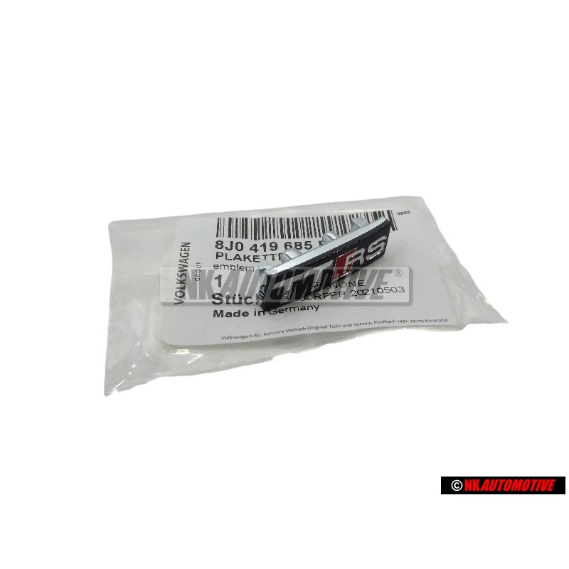 Genuine Audi TTRS Steering Wheel Badge Black Chrome Red - 8J0419685B