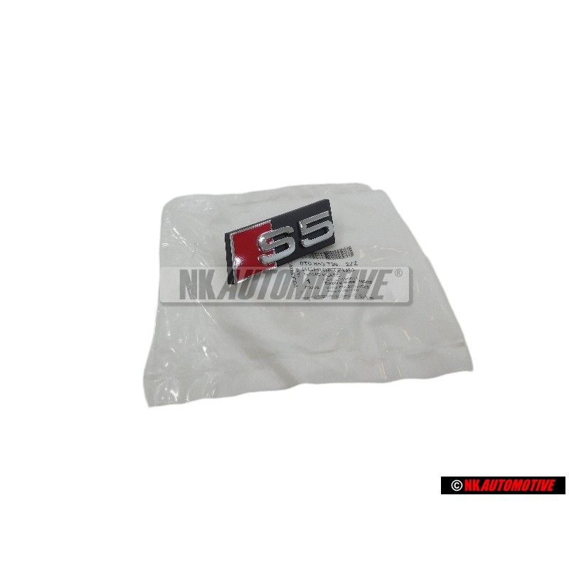 Genuine Audi S5 Front Grill Badge Emblem Black Chrome Red - 8T0853736 2ZZ