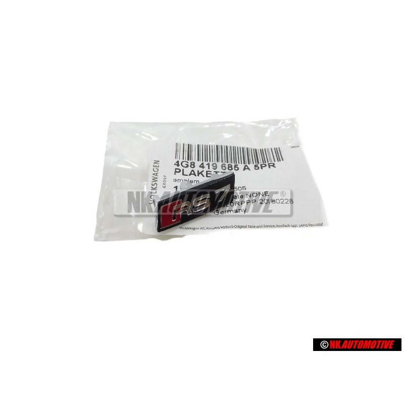 Genuine Audi RS7 Steering Wheel Badge Black Chrome Red - 4G8419685A 5PR