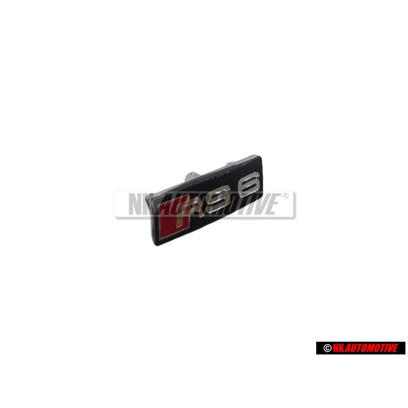 Genuine Audi RS6 Steering Wheel Badge Black Chrome Red - 4G0419685A 5PR