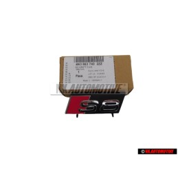 Genuine Audi S8 Front Grill Badge Emblem Black Chrome Red - 4N0853740 2ZZ
