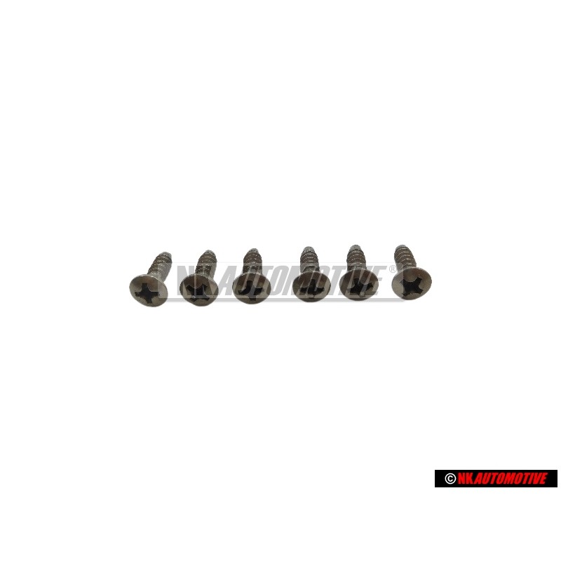 6x Genuine VW Oval Hd. Csk. Self-Tapp. 