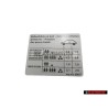 Genuine VW Data Plate For Tyre Pressure - 6Q0010300F