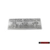 Genuine VW Data Plate For Tyre Pressure - 7M3010376L