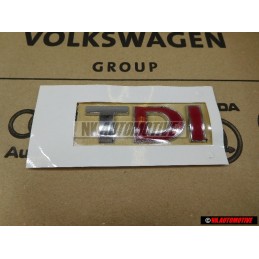 Genuine VW TDI Rear Trunk Boot Badge Emblem Chrome Red - 3B0853675ACGQF