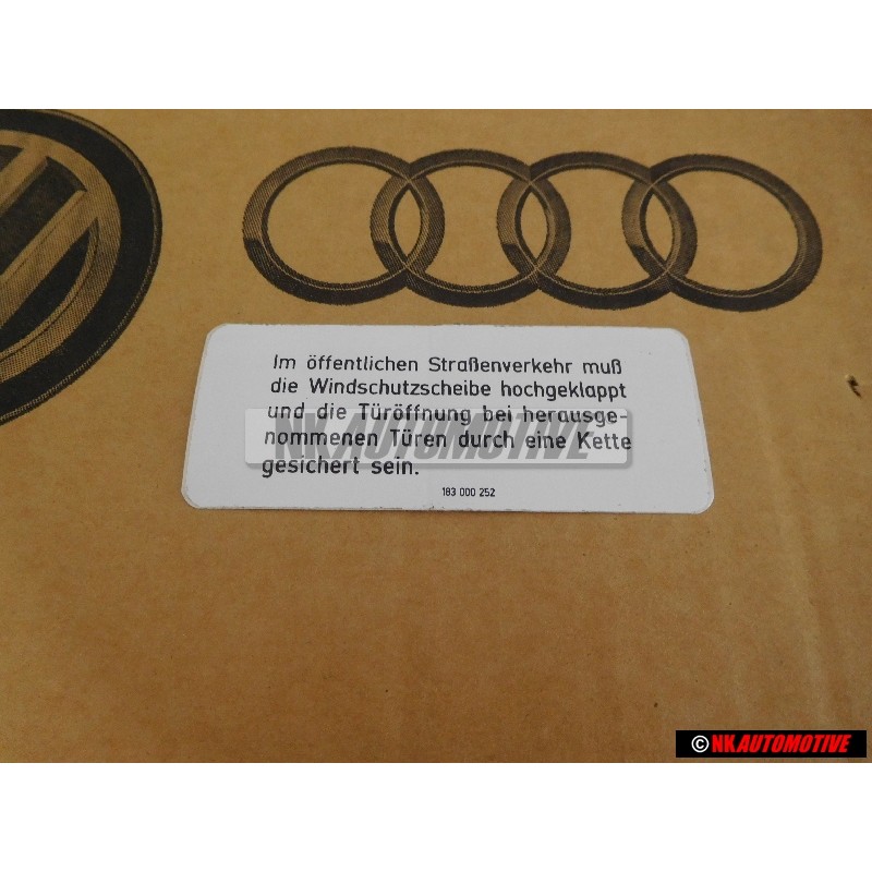 Genuine VW Notice - 183000252