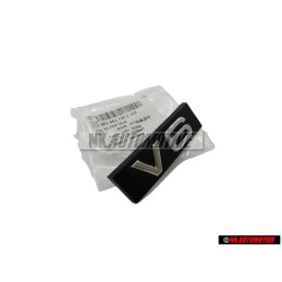 Genuine Audi V6 Front Grill Badge Emblem Black Chrome - 4E0853736E 2ZZ