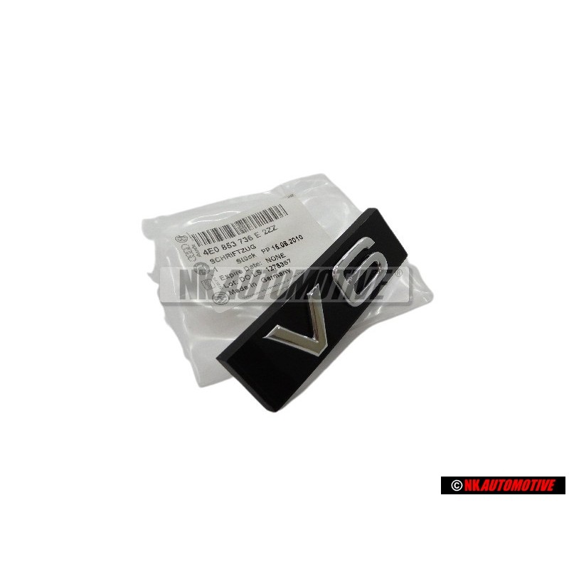 Genuine Audi V6 Front Grill Badge Emblem Black Chrome - 4E0853736E 2ZZ