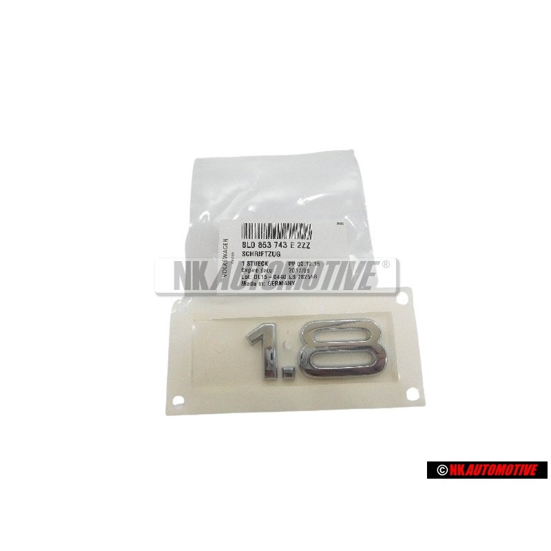 Genuine Audi 1.8 Rear Boot Badge Emblem Chrome - 8L0853743E 2ZZ