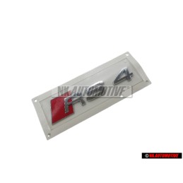 Genuine Audi RS4 Rear Boot Badge Emblem Chrome Red - 8D9853740 2ZZ