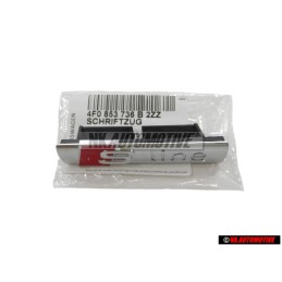 Genuine Audi S-LINE Front Grill Badge Emblem Chrome Red - 4F0853736B 2ZZ