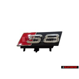 Genuine Audi S8 Front Grill Badge Emblem Black Chrome Red - 4H0853740