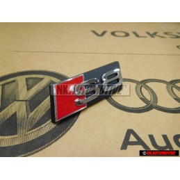 Genuine Audi S8 Front Grill Badge Emblem Black Chrome Red - 4E0853740