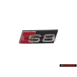 Genuine Audi S8 Front Grill Badge Emblem Black Chrome Red - 4E0853740