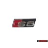 Genuine Audi S8 Front Grill Badge Emblem Black Chrome Red - 4E0853740