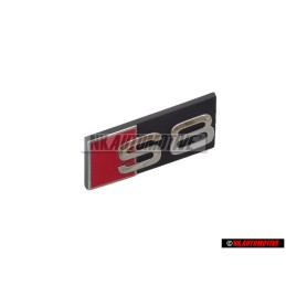 Genuine Audi S8 Front Grill Badge Emblem Black Chrome Red - 4E0853740