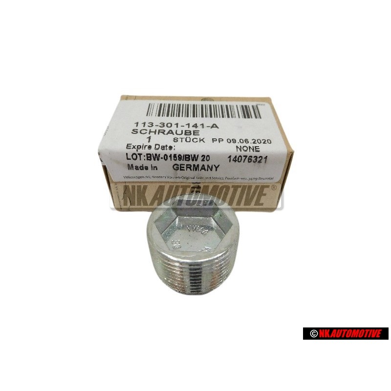 Genuine VW Oil Drain Plug, Magnetic - 113301141A