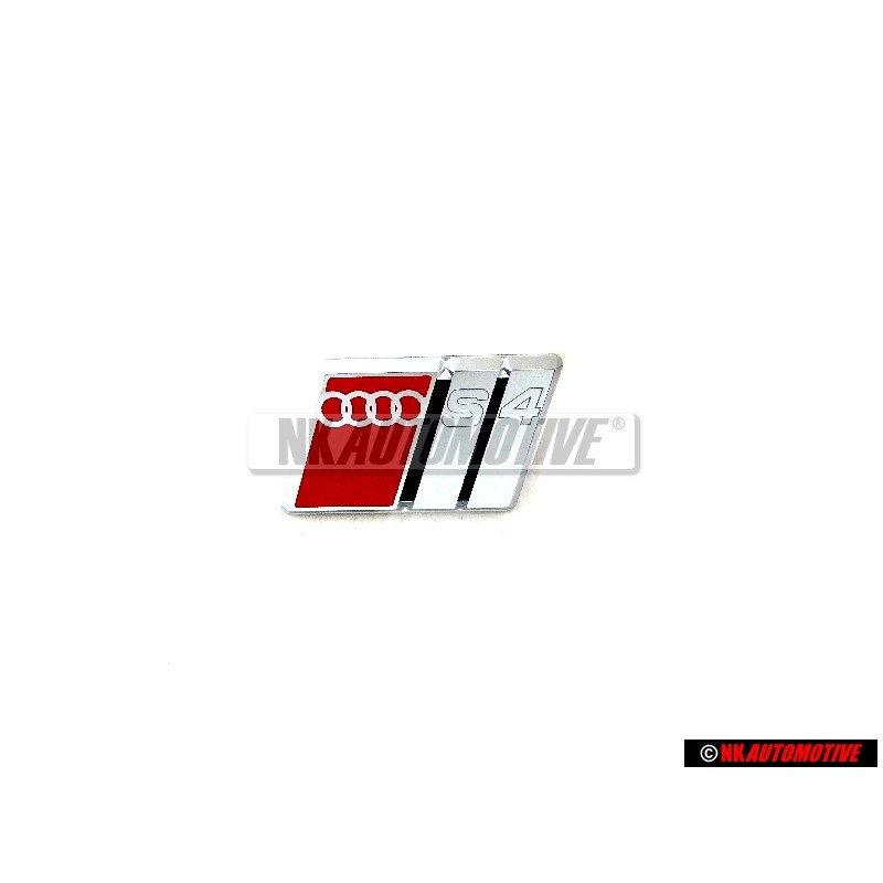Genuine Audi S4 Steering Wheel Badge Emblem Chrome Red - 4A0419685