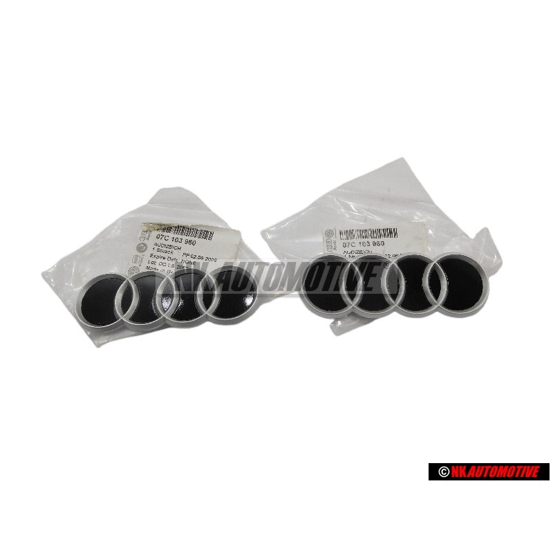 2x Genuine Audi Rings Engine Cover Badge Emblem Black Chrome - 07C103960