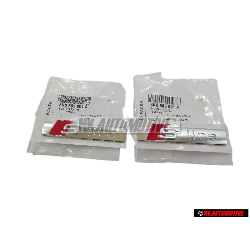 2x Genuine Audi S-LINE Side Badge Emblem Chrome Red - 8N0853601A