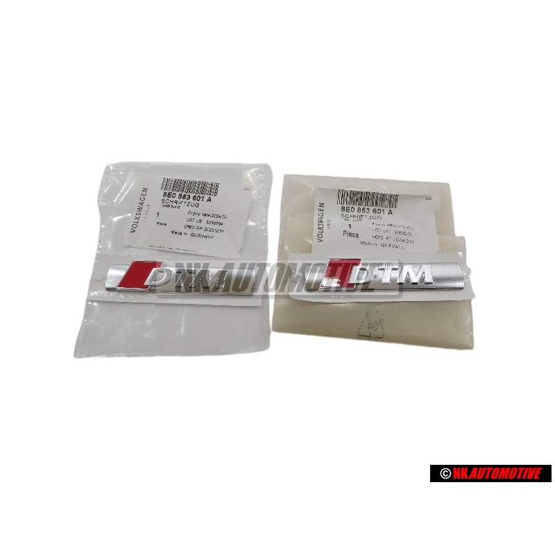 2x Genuine Audi DTM Side Badge Emblem Chrome Red - 8E0853601A