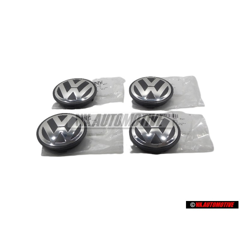 4x Genuine VW Hub Cap Black Anthracite Metallic - 7L6601149 RVC