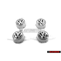 4x Genuine VW Hub Cap Chrome Coloured Metallic - 2D0601149C 091
