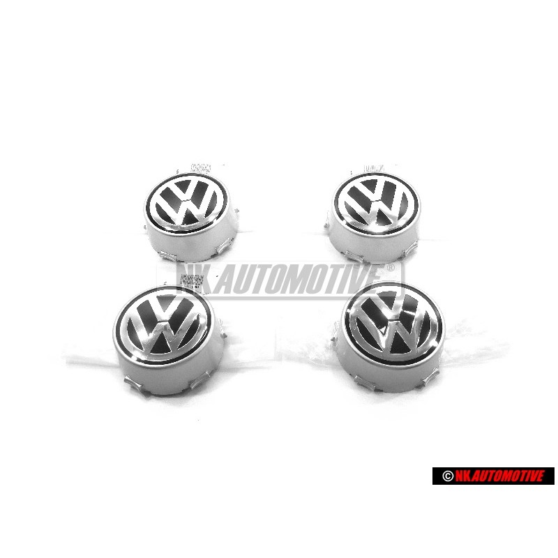 4x Genuine VW Hub Cap Chrome Coloured Metallic - 2D0601149C 091