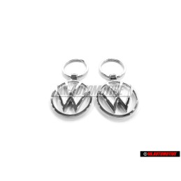 2x Genuine VW New Logo Metal Keychain Keyring Keytag - 000087010BN
