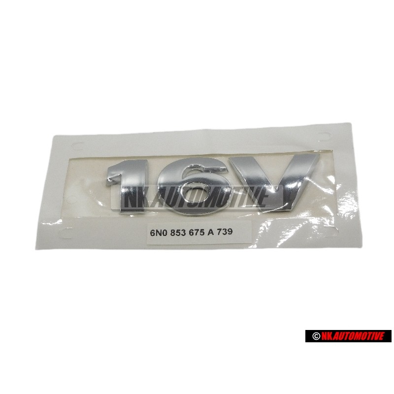 Genuine VW 16V Rear Trunk Boot Badge Emblem Chrome - 6N0853675A 739