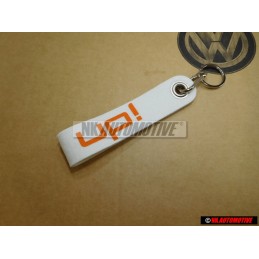 Genuine VW UP White Orange KeyTag Keychain Keyring Keyfob - 1S0087013 UH8
