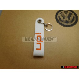 Genuine VW UP White Orange KeyTag Keychain Keyring Keyfob - 1S0087013 UH8