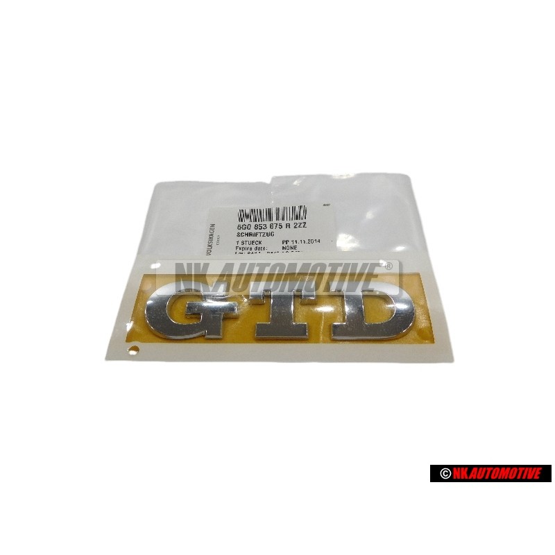 Genuine VW GTD Rear Boot Badge Emblem Chrome - 5G0853675R 2ZZ