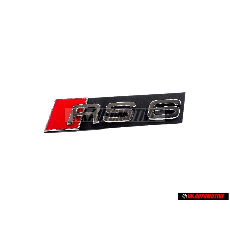 Genuine Audi RS6 Front Grill Badge Emblem Black Chrome Red - 4B0853736B 2ZZ