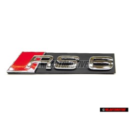 Genuine Audi RS6 Front Grill Badge Emblem Black Chrome Red - 4B0853736B 2ZZ