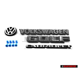 SET For VW Golf MK1 Cabriolet Rear Boot Badges Emblems