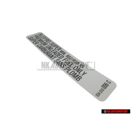 Genuine VW Sticker Unleaded 95 OCT - 034010006C